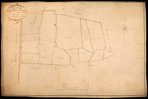Sermoise-sur-Loire, cadastre ancien : plan parcellaire de la section C dite de Plagny, feuille 3