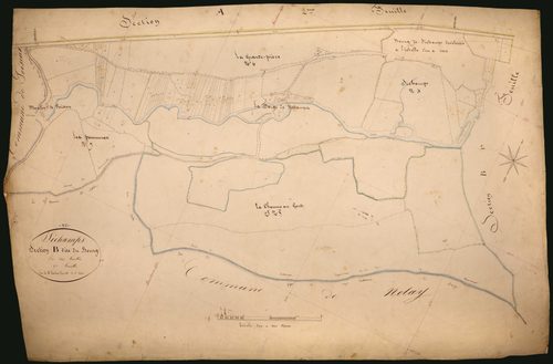 Sichamps, cadastre ancien : plan parcellaire de la section B dite du Bourg, feuille 2