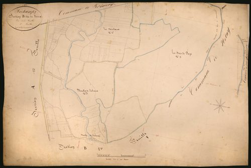 Sichamps, cadastre ancien : plan parcellaire de la section B dite du Bourg, feuille 1