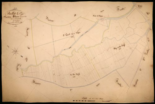 Suilly-la-Tour, cadastre ancien : plan parcellaire de la section B dite des Fontaines, feuille 11