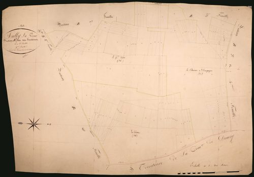 Suilly-la-Tour, cadastre ancien : plan parcellaire de la section B dite des Fontaines, feuille 9