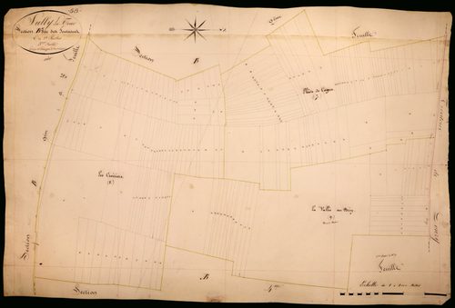 Suilly-la-Tour, cadastre ancien : plan parcellaire de la section B dite des Fontaines, feuille 3