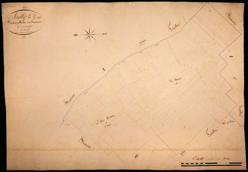 Suilly-la-Tour, cadastre ancien : plan parcellaire de la section B dite des Fontaines, feuille 1