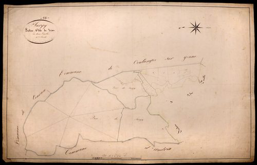 Surgy, cadastre ancien : plan parcellaire de la section A dite de Trion, feuille 1
