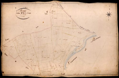 Surgy, cadastre ancien : plan parcellaire de la section B dite de Surgy, feuille 1