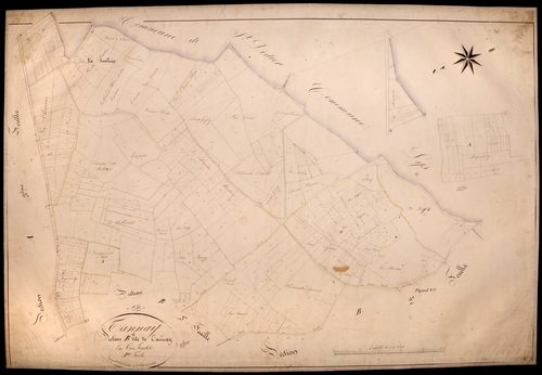 Tannay, cadastre ancien : plan parcellaire de la section B dite de Tannay, feuille 1