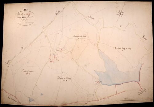 Tazilly, cadastre ancien : plan parcellaire de la section D dite de Barnaud, feuille 2