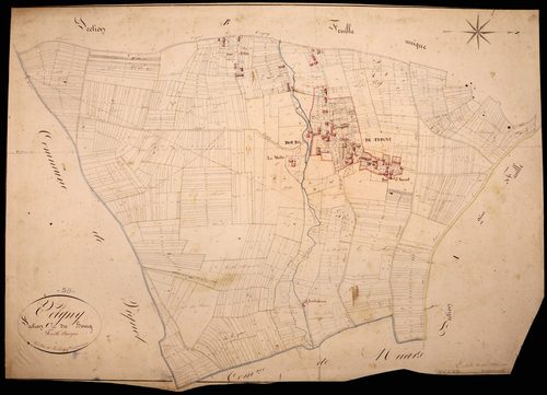 Teigny, cadastre ancien : plan parcellaire de la section C dite du Bourg