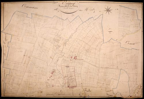 Teigny, cadastre ancien : plan parcellaire de la section B dite de la Rue Narcy