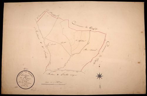 Ternant, cadastre ancien : plan parcellaire de la section C dite de Satenot, feuille 1