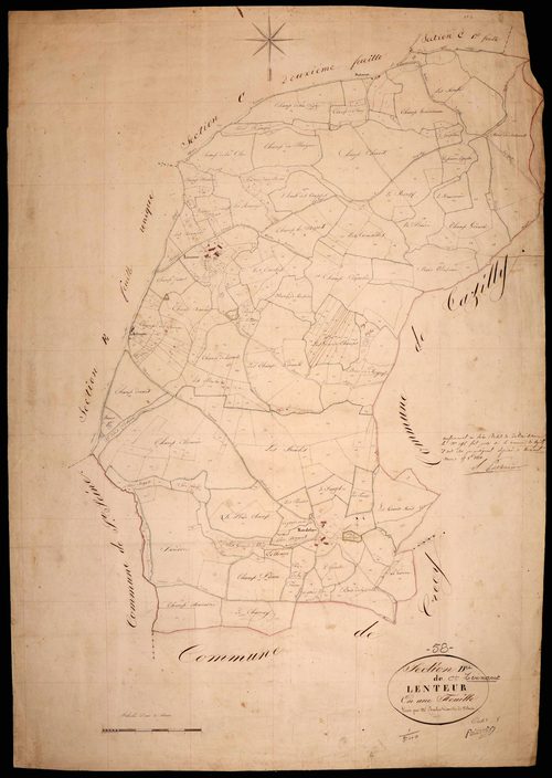 Ternant, cadastre ancien : plan parcellaire de la section D dite de Lenteur