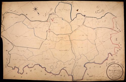 Thaix, cadastre ancien : plan parcellaire de la section B dite de Boudelle, feuille 3