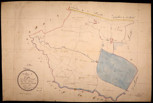 Thaix, cadastre ancien : plan parcellaire de la section C dite de Thaix, feuille 1