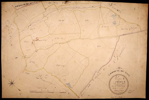 Thaix, cadastre ancien : plan parcellaire de la section A dite de Vroux, feuille 3