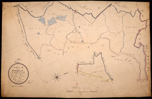 Thaix, cadastre ancien : plan parcellaire de la section B dite de Boudelle, feuille 4
