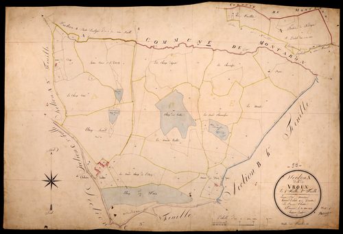 Thaix, cadastre ancien : plan parcellaire de la section A dite de Vroux, feuille 4