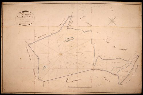 Thianges, cadastre ancien : plan parcellaire de la section B dite du Bourg, feuille 1