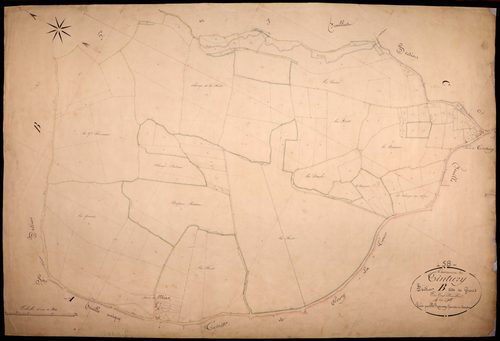 Tintury, cadastre ancien : plan parcellaire de la section B dite de Grond, feuille 4