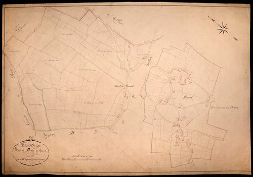 Tintury, cadastre ancien : plan parcellaire de la section B dite de Grond, feuille 1
