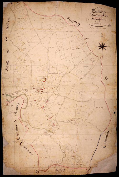 Tintury, cadastre ancien : plan parcellaire de la section D dite de Fleury-la-Tour, feuille 2