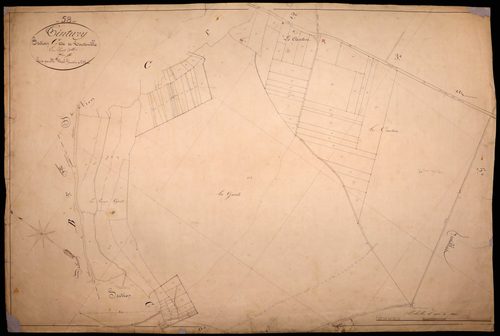 Tintury, cadastre ancien : plan parcellaire de la section C dite de Touteuille, feuille 7
