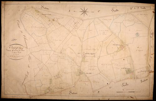 Toury-Lurcy, cadastre ancien : plan parcellaire de la section B dite de Lurcy-sur-Abron, feuille 1