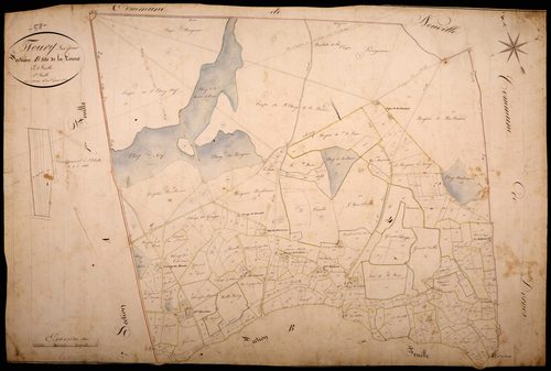 Toury-sur-Jour, cadastre ancien : plan parcellaire de la section B dite de la Loure, feuille 1