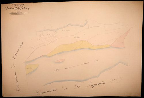 Tresnay, cadastre ancien : plan parcellaire de la section B dite du Bourg, feuille 7, annexe