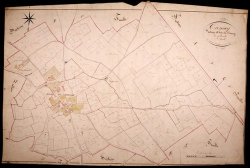 Tresnay, cadastre ancien : plan parcellaire de la section B dite du Bourg, feuille 2