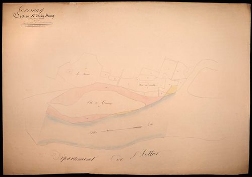 Tresnay, cadastre ancien : plan parcellaire de la section B dite du Bourg, feuilles 5 et 6, annexe
