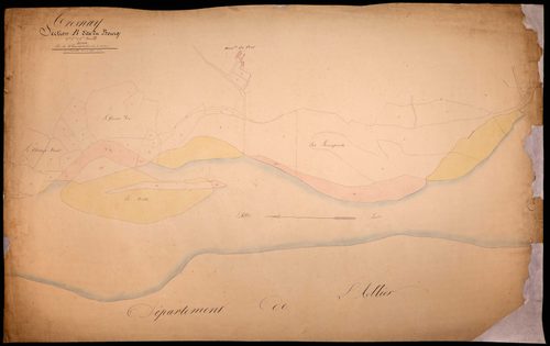 Tresnay, cadastre ancien : plan parcellaire de la section B dite du Bourg, feuilles 3, 5 et 6, annexe