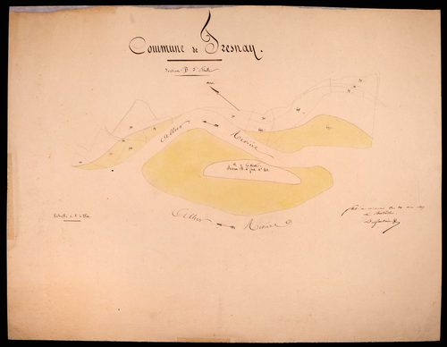 Tresnay, cadastre ancien : plan parcellaire de la section B dite du Bourg, feuille 5, annexe
