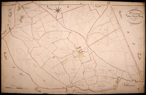 Tresnay, cadastre ancien : plan parcellaire de la section B dite du Bourg, feuille 3