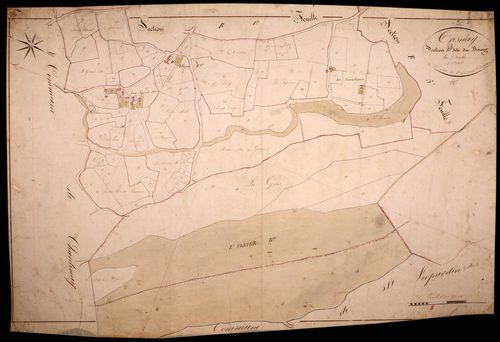 Tresnay, cadastre ancien : plan parcellaire de la section B dite du Bourg, feuille 7