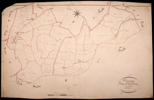 Tresnay, cadastre ancien : plan parcellaire de la section B dite du Bourg, feuille 5