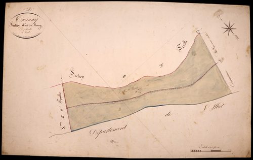 Tresnay, cadastre ancien : plan parcellaire de la section B dite du Bourg, feuille 4