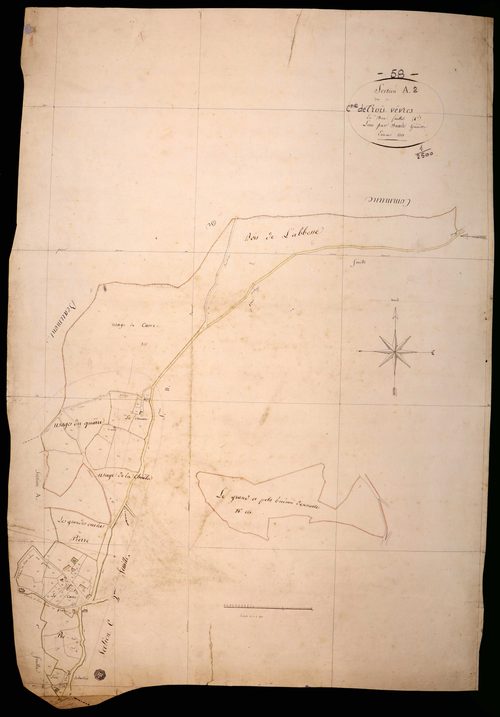 Trois-Vêvres, cadastre ancien : plan parcellaire de la section A dite de Trois Vevres, feuille 2