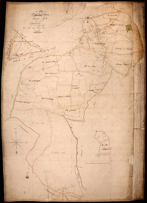 Trois-Vêvres, cadastre ancien : plan parcellaire de la section C dite de la Lhuterne, feuille 2