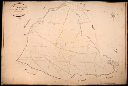 Trucy-l'Orgueilleux, cadastre ancien : plan parcellaire de la section A dite de Laré, feuille 1