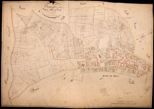 Trucy-l'Orgueilleux, cadastre ancien : plan parcellaire de la section B dite du Bourg, feuille 3