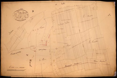 Trucy-l'Orgueilleux, cadastre ancien : plan parcellaire de la section C dite du Château de Trucy, feuille 1, développement 1