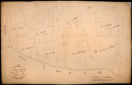 Trucy-l'Orgueilleux, cadastre ancien : plan parcellaire de la section C dite du Château de Trucy, feuille 1, développement 2