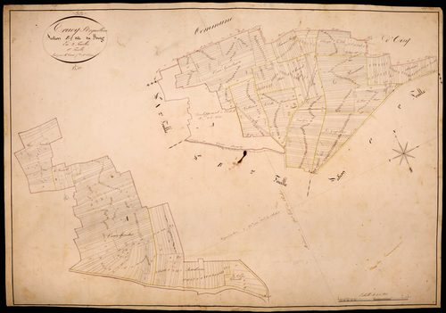 Trucy-l'Orgueilleux, cadastre ancien : plan parcellaire de la section B dite du Bourg, feuille 1