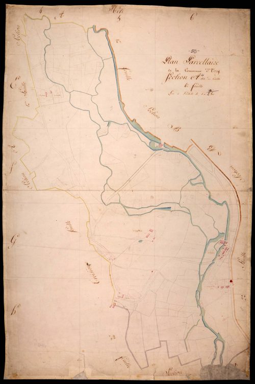 Urzy, cadastre ancien : plan parcellaire de la section A dite de Contre, feuille 4