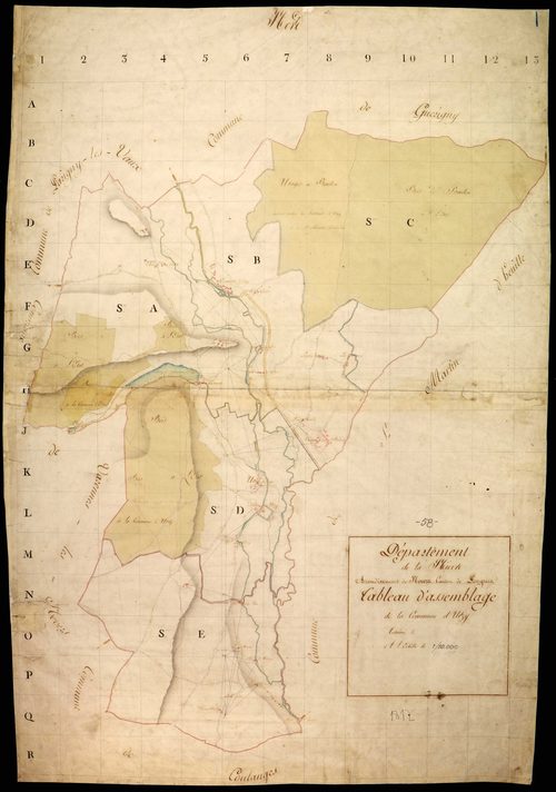 Urzy, cadastre ancien : tableau d'assemblage