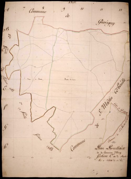Urzy, cadastre ancien : plan parcellaire de la section C dite de Baulon