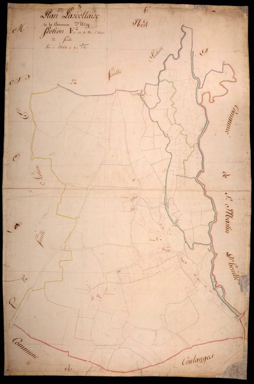 Urzy, cadastre ancien : plan parcellaire de la section E dite du Pont-Saint-Ours, feuille 2