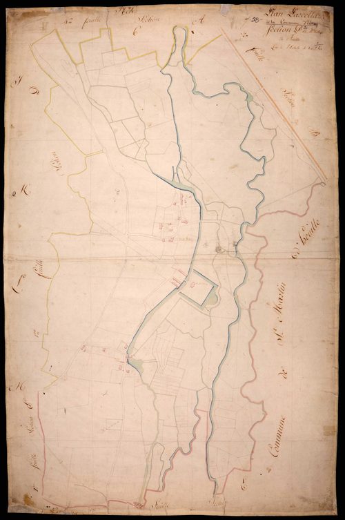 Urzy, cadastre ancien : plan parcellaire de la section D dite du Village, feuille 2