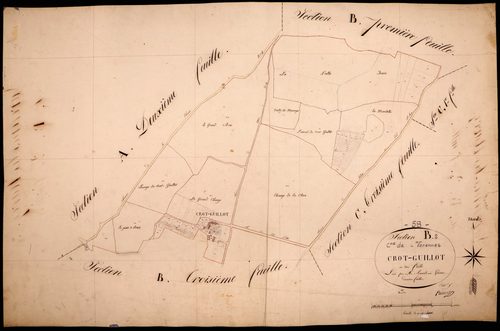 Varennes-lès-Narcy, cadastre ancien : plan parcellaire de la section B dite du Crot Guillot, feuille 2