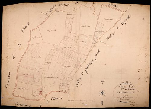 Varennes-lès-Narcy, cadastre ancien : plan parcellaire de la section B dite du Crot Guillot, feuille 3
